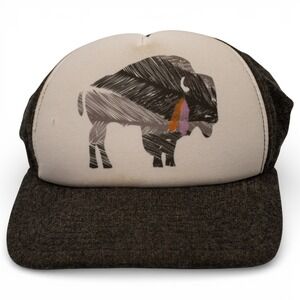 Pistil Buffalo Trucker Hat Unisex Adjustable Brown Cream Wool Blend Snapback